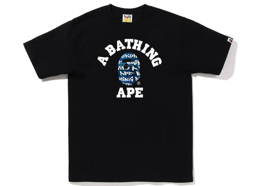 BAPE Graffiti Check College Tee Black Blue